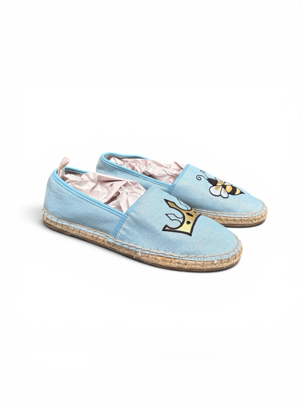 Circus by Sam Edelman Light Blue Canvas Espadrilles with Bee & Crown